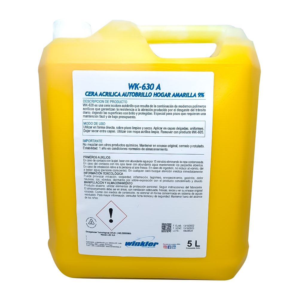 Cera para pisos Winkler líquida bidón 5lr emulsión acrílica amarilla